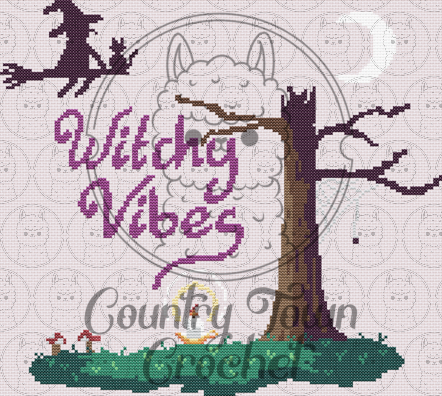 Witch in the Night Sky Pattern
